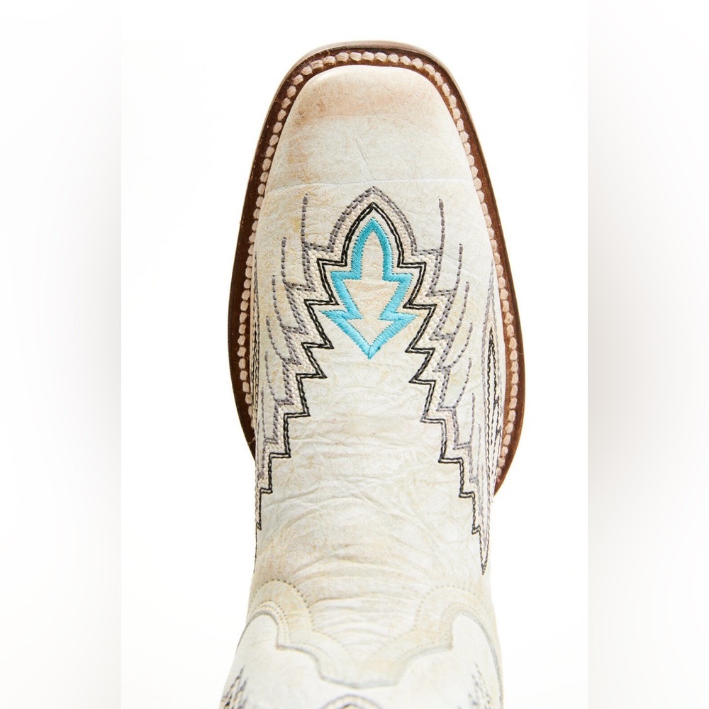 Like New Dan Post Cream and Turquoise Heeled Boots Size 8 - Picture 17 of 17
